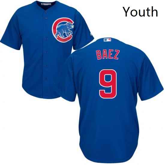 Youth Majestic Chicago Cubs 9 Javier Baez Replica Royal Blue Alternate Cool Base MLB Jersey
